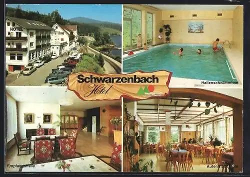 AK Forbach-Schwarzenbach, Schwarzenbach Hotel von Familie Lawall, Schwimmbad, Empfang