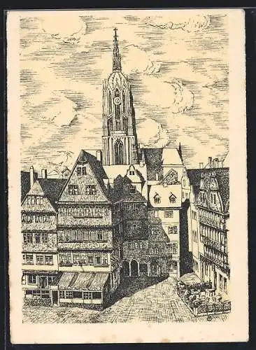 Künstler-AK Frankfurt /Main, Samstagsberg aus der Vogelschau