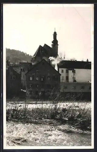 AK Gernsbach, Ortsansicht mit Kirche