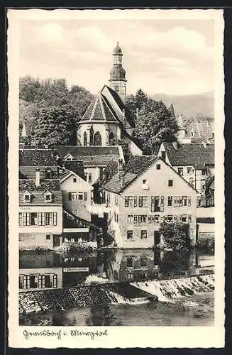AK Gernsbach i. Murgtal, Ortsansicht mit Kirche