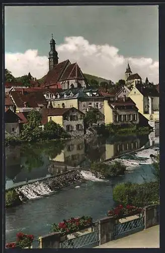 AK Gernsbach /Murg, Ortsansicht mit Fluss