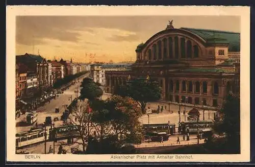 AK Berlin-Kreuzberg, Askanischer Platz mit Anhalter Bahnhof, Strassenpartie