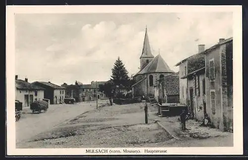 AK Mulsach, Hauptstrasse mit Kirche