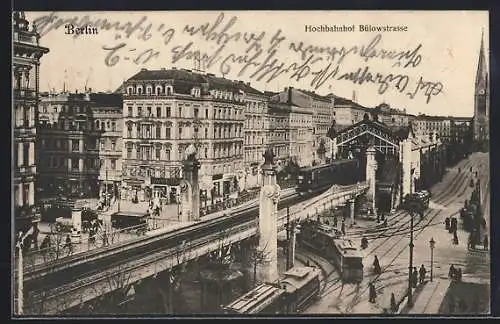 AK Berlin-Schöneberg, Hochbahnhof Bülowstrasse mit Lutherkirche