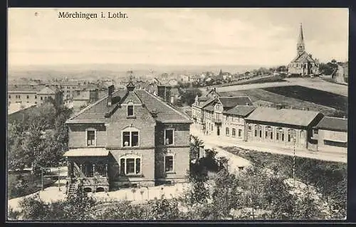 AK Mörchingen i. Lothr., Ortsansicht mit der Kirche