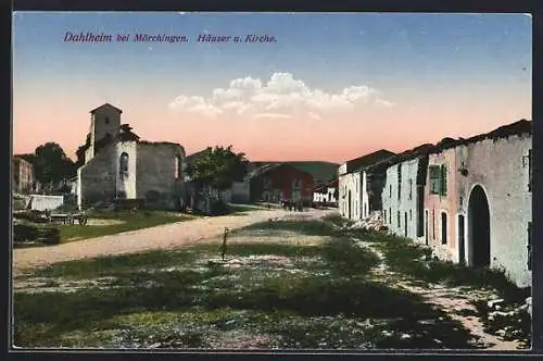 AK Dahlheim, zerstörte Häuser und Kirche