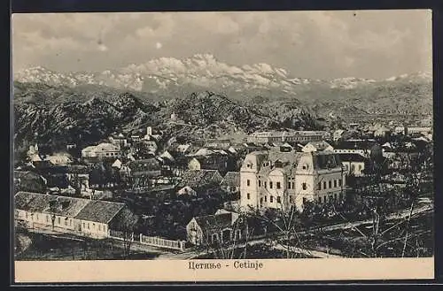 AK Cetinje, Gesamtansicht mit Bergpanorama