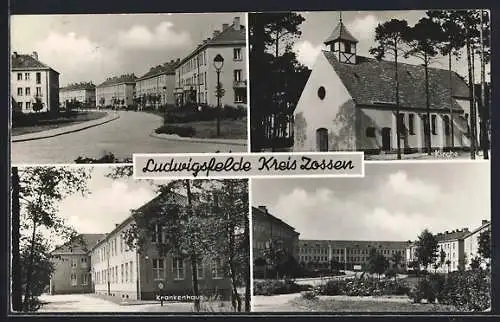 AK Ludwigsfelde /Kreis Zossen, Krankenhaus, Kirche, Ortspartie