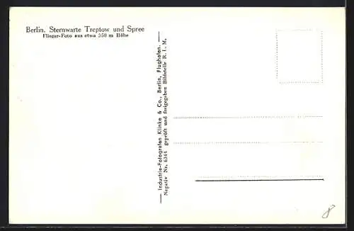 AK Berlin-Treptow, Fliegeraufnahme der Sternwarte und der Spree
