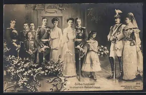 AK Silberhochzeit im deutschen Kaiserhaus, Zusammenkunft der kaiserl. Familie