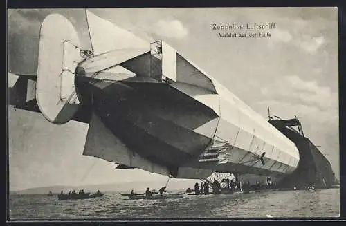 AK Zeppelins Luftschiff No. 4, Einfahrt in seine Halle