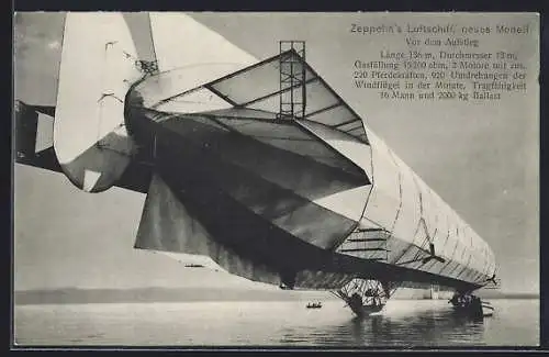 AK Zeppelin's Luftschiff, neues Modell, vor dem Aufstieg