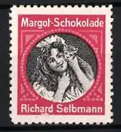 Reklamemarke Margot-Schokolade, Richard Selbmann, Frau mit Katze