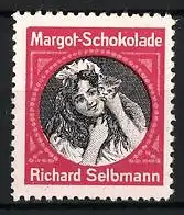 Reklamemarke Margot-Schokolade, Mädchen mit Katze