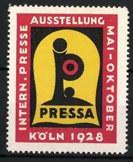 Reklamemarke Köln, INTERN. PRESSE AUSSTELLUNG, Presse-Symbol, 1928