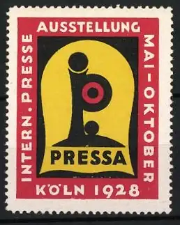 Reklamemarke Köln, INTERN. PRESSE AUSSTELLUNG 1928, Pressa-Symbol