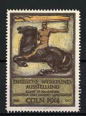 Reklamemarke Köln, Deutsche Werkbund Ausstellung 1914, Reiter auf Pferd