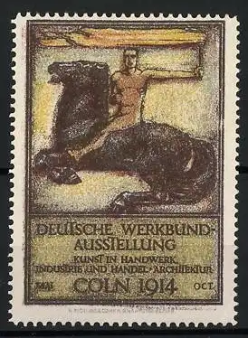 Reklamemarke Cöln, Deutsche Werkbund Ausstellung 1914, Reiter auf Pferd