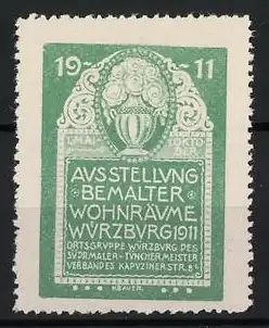 Reklamemarke Würzburg, Ausstellung bemalter Wohnräume 1911, Vasenornament