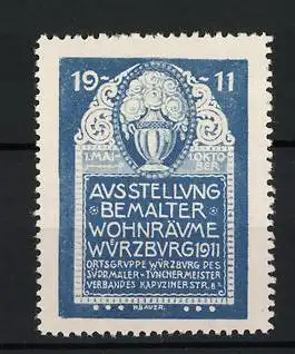 Reklamemarke Würzburg, Ausstellung bemalter Wohnräume 1911, Blumenvase