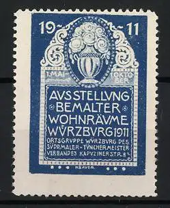 Reklamemarke Würzburg, Ausstellung bemalter Wohnräume 1911, Blumenvase