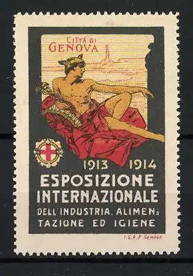 Reklamemarke Genova, Esposizione Internazionale 1913-1914, sitzende Figur