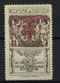 Reklamemarke Firenze, Feste Commemorative della Proclamazione del Regno d`Italia 1911, florale Ornamente