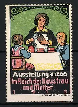 Künstler-Reklamemarke Michaelis, Berlin, Ausstellung am Zoo 1931, Im Reich der Hausfrau und Mutter, Mutter & Kinder