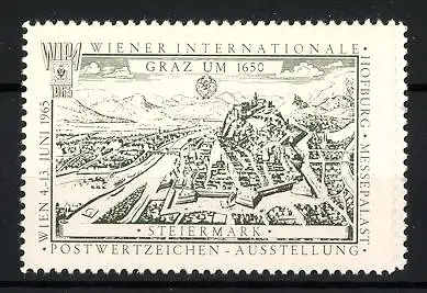 Reklamemarke Wien, Grazer Stadtansicht um 1650, Schlossberg