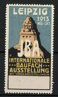 Reklamemarke Leipzig 1913, Internationale Baufach-Ausstellung, Völkerschlacht-Denkmal