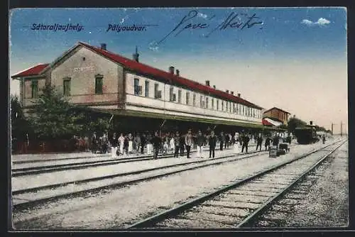 AK Satoraljaujhely, Palyaudvar, Blick zum Bahnhof