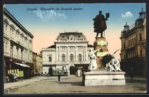 AK Szeged, Strassenbahn, Klauzálér és Kossuth szobor