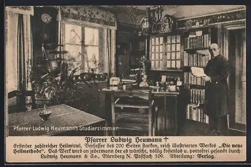 AK Studierzimmer des Pfarrer Ludwig Heumann