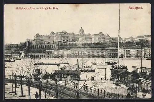 AK Budapest, Ansicht der Königlichen Burg von der Pester Seite