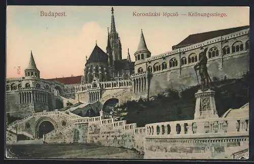 AK Budapest, Matyasstiege mit Kirche