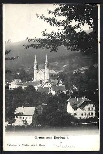 AK Forbach, Ortsansicht aus der Vogelschau