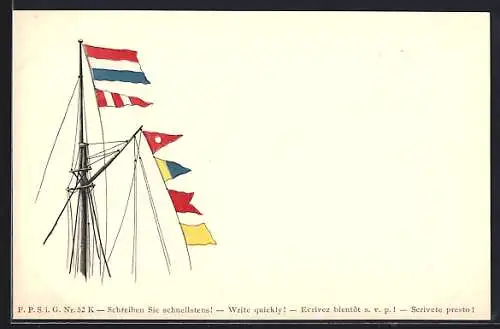 AK Kriegsschiffsflaggen von Holland