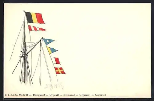 AK Kriegsschiffsflaggen von Belgien