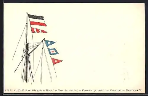 AK Deutsche Kriegsschiffsflaggen am Fahnenmast