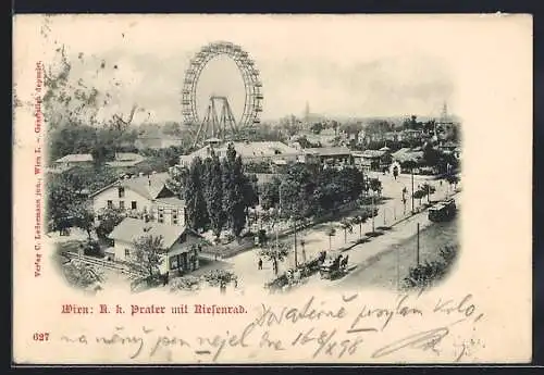 AK Wien, K. k. Prater mit Riesenrad