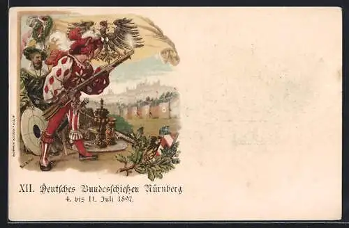 Künstler-AK Paul Ritter: Nürnberg, XII. Deutsches Bundesschiessen 1897