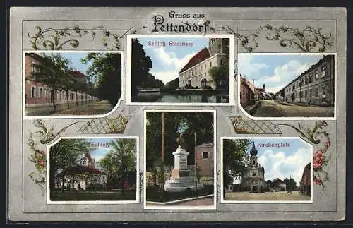 AK Pottendorf, Schloss Esterhazy, Kirche, Denkmal