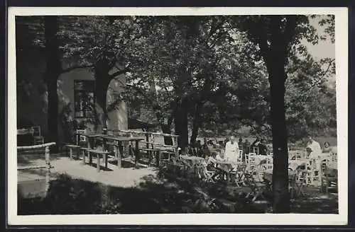 AK Purkersdorf, Gasthaus Johann Gruber`s, Aussenrestauration