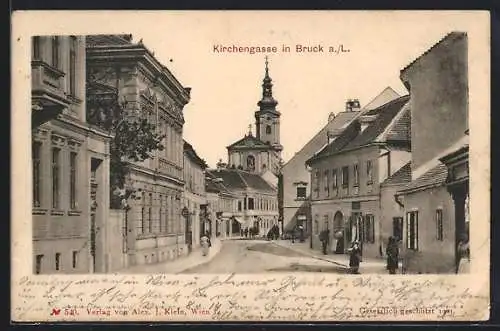 AK Bruck an der Leitha, Blick in die Kirchengasse