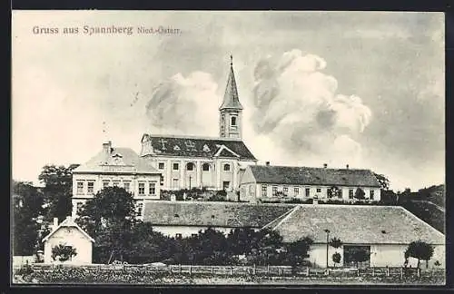 AK Spannberg, Ortspanorama mit Kirche