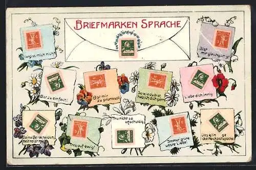 AK Briefmarkensprache der Schweiz