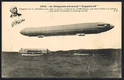 AK Le Dirigéable allemand Zeppelin IV