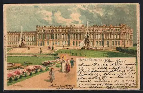 Künstler-AK Karl Heinisch: Herren-Chiemsee, Schloss