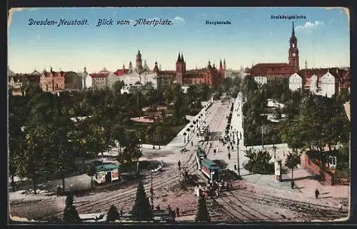 AK Dresden-Neustadt, Albertplatz mit Strassenbahn
