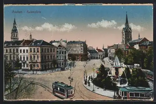 AK Aachen, Strassenbahn am Kaiserplatz